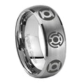 8MM Blue Green Lantern Dome Brushed Gray Tungsten Ring For Men