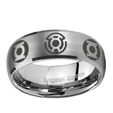 5, 8mm Blue Green Lantern Dome Matte Silver Tungsten Ring