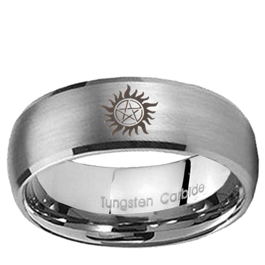 5MM Supernatural Dome Brushed Gray Tungsten Ring For Him