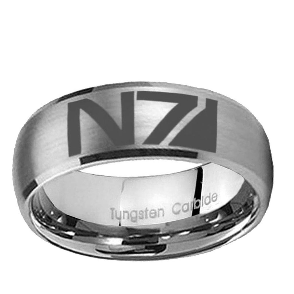 5MM N7 Design Dome Brushed Gray Tungsten Wedding Band