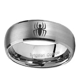 8mm-Spiderman-Dome-Brushed-Tungsten-Carbide-Mens-Ring-Personalized