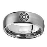 5, 8mm Blue Lantern Dome Matte Silver Tungsten Rings Wedding Bands