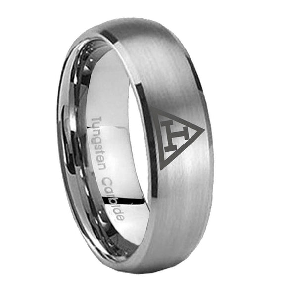 8mm-Masonic-Triple-Dome-Brushed-Tungsten-Carbide-Wedding-Band-Ring