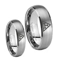 Masonic Triple Dome Brushed Tungsten Mens Ring Set
