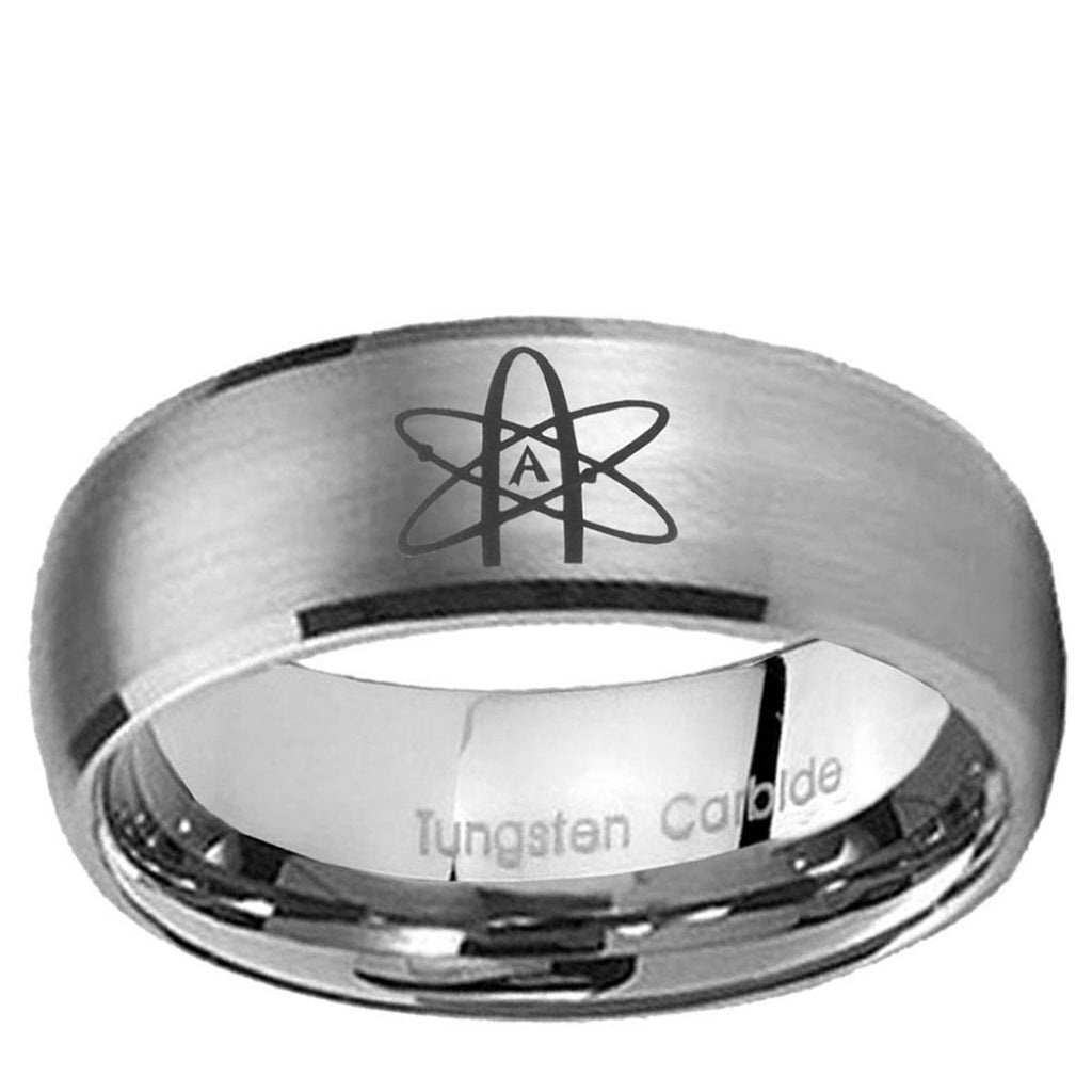 10mm American Atheist Dome Brushed Tungsten Carbide Mens Engagement Ring