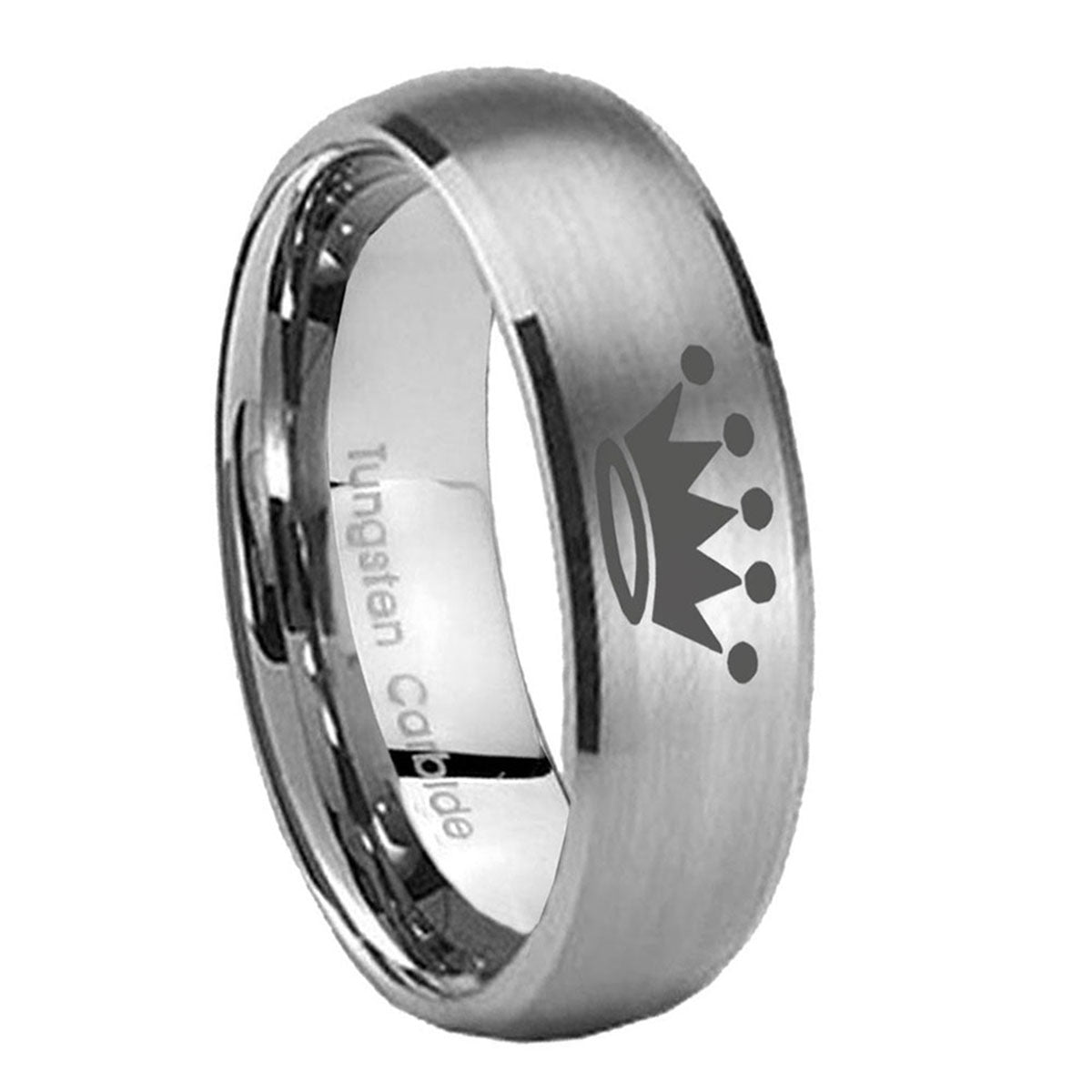 10mm Crown Dome Brushed Tungsten Carbide Mens Wedding Band