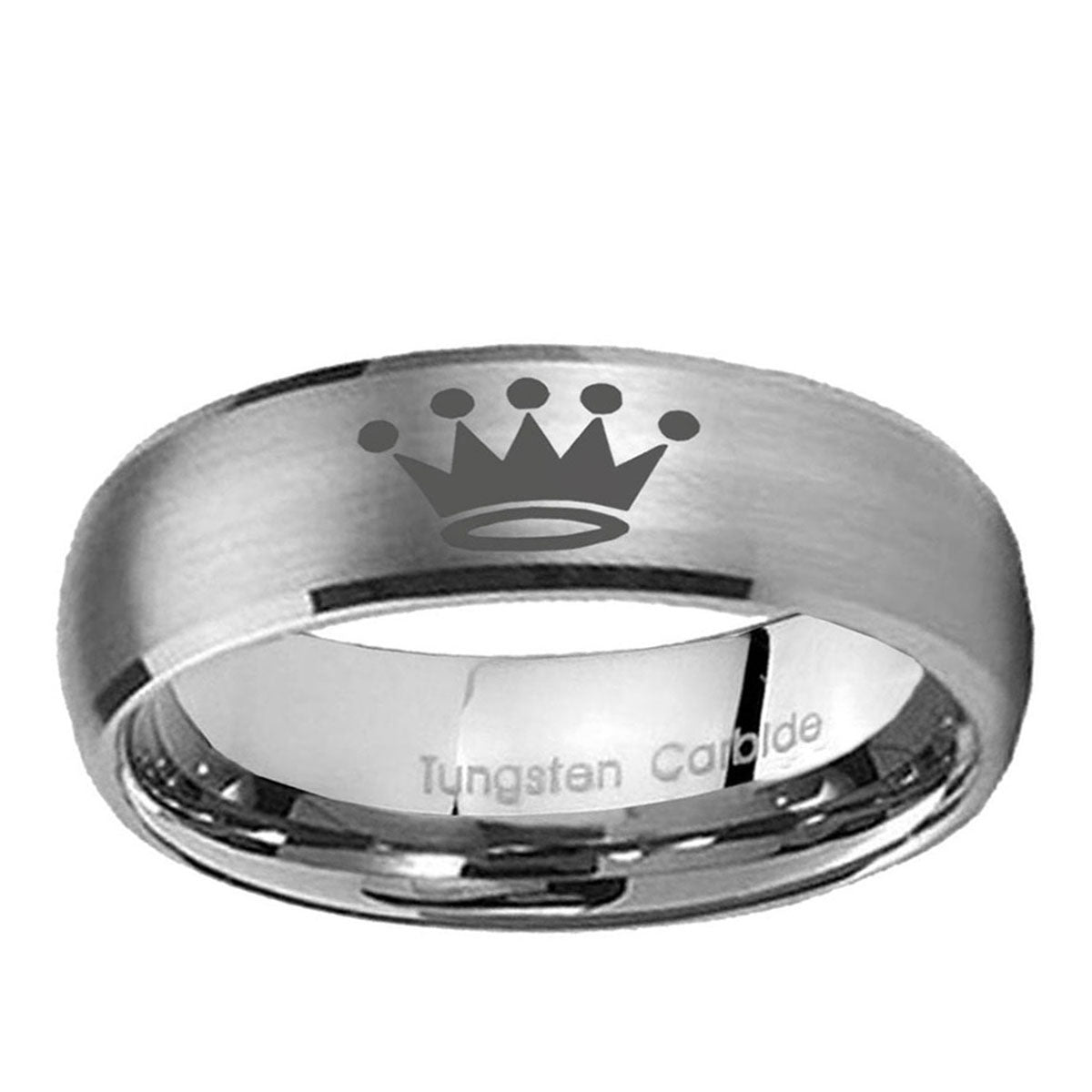 10mm Crown Dome Brushed Tungsten Ring