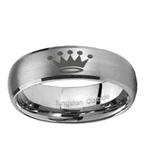 5, 8mm Crown Dome Brushed Tungsten Ring