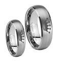 Crown Dome Brushed Tungsten Wedding Ring Sets