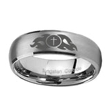 10mm-Flamed-Cross-Dome-Brushed-Tungsten-Carbide-Wedding-Band-Mens
