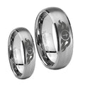 Flamed Cross Dome Brushed Tungsten Matching Ring Set