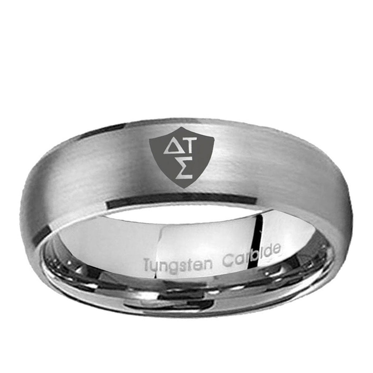 10mm Greek CTR Dome Brushed Tungsten Ring