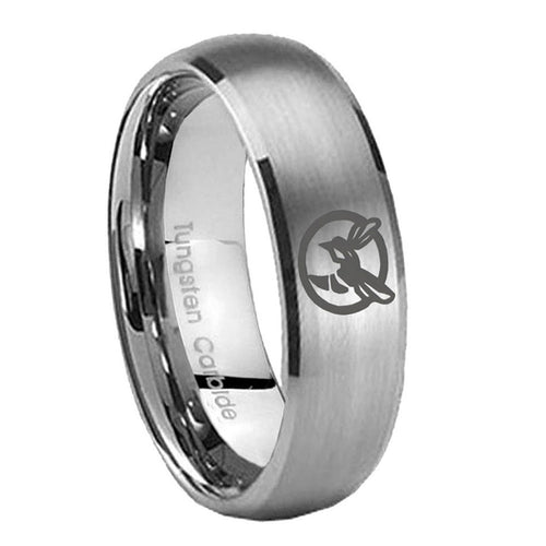 10mm Honey Bee Dome Brushed Tungsten Carbide Mens Anniversary Ring