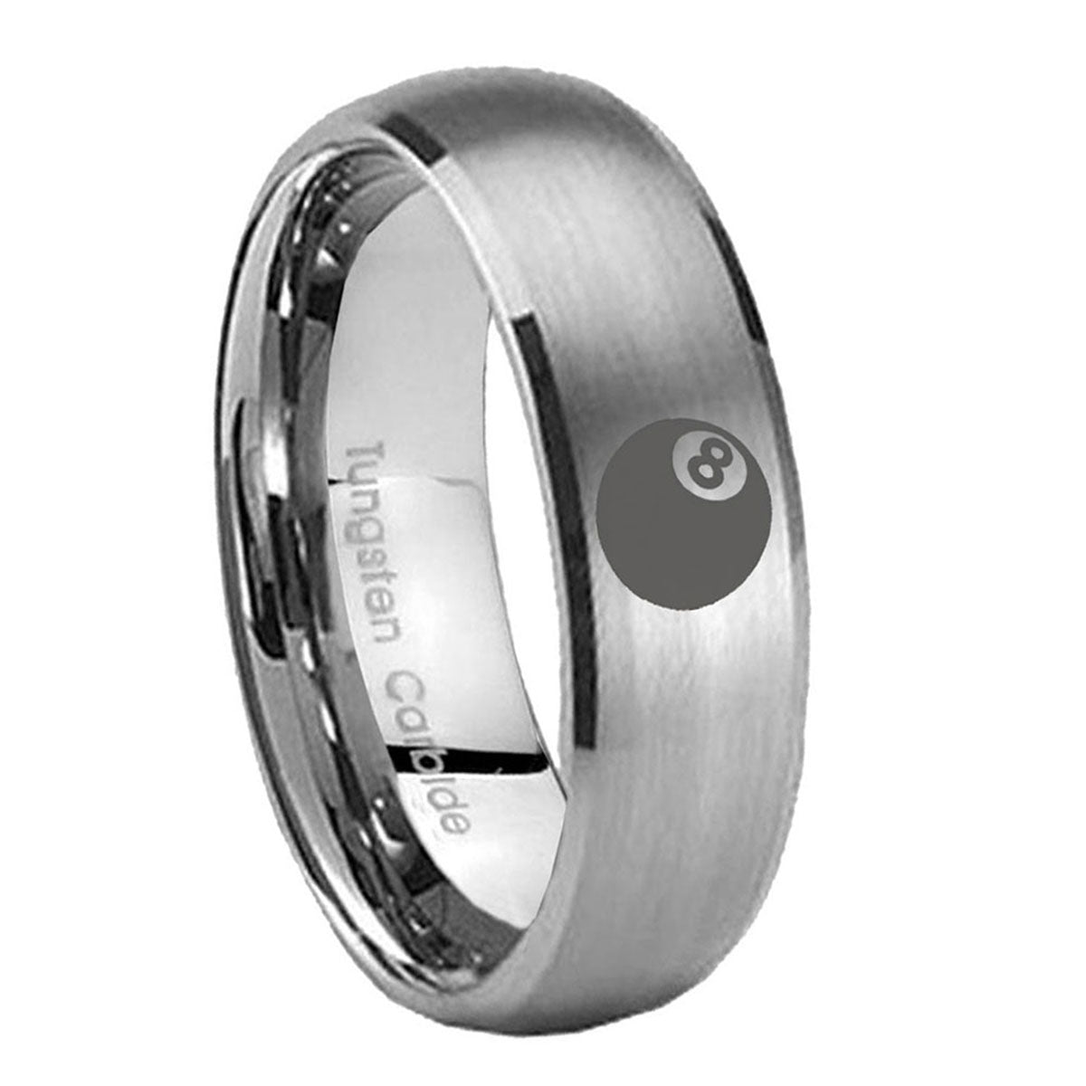 10mm 8 Ball Dome Brushed Tungsten Carbide Wedding Engagement Ring
