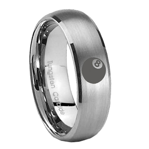 10mm 8 Ball Dome Brushed Tungsten Carbide Wedding Engagement Ring