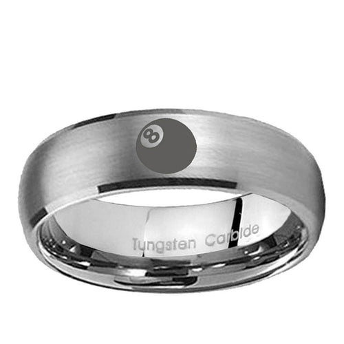 10mm 8 Ball Dome Brushed Tungsten Ring
