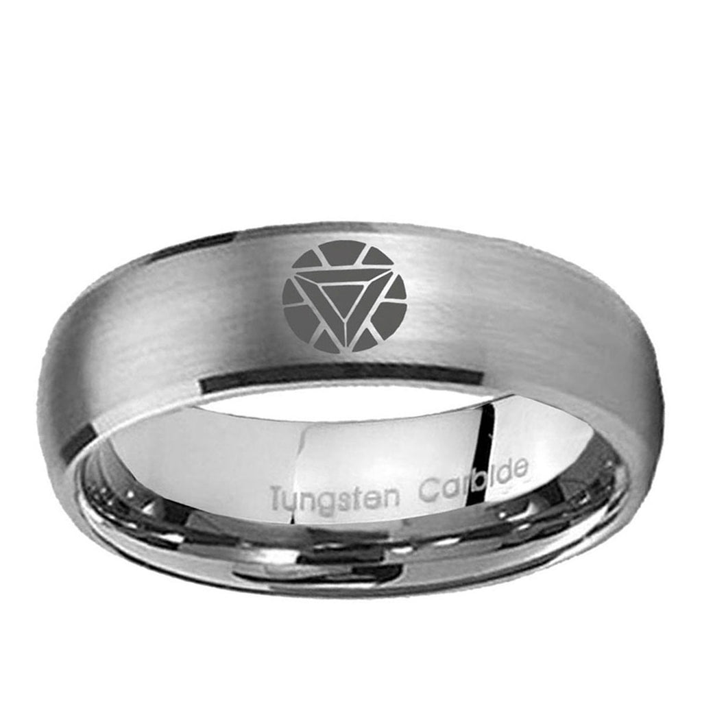 5MM Iron Man Art Dome Brushed Gray Tungsten Ring For Man
