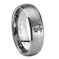 10mm Kanji Faith Dome Brushed Tungsten Carbide Mens Wedding Ring