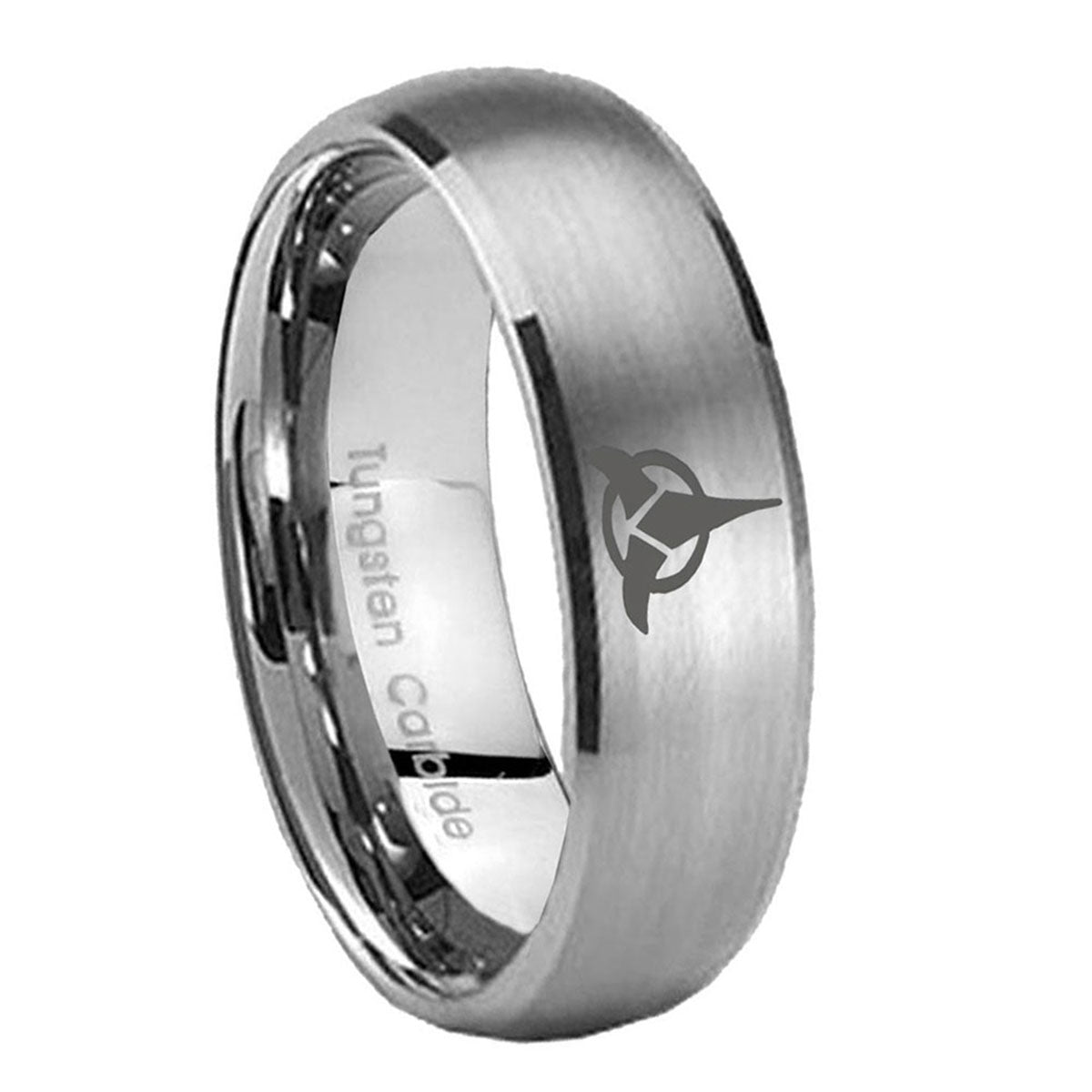 10mm Klingon Dome Brushed Tungsten Carbide Mens Engagement Ring