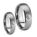 Mario Boo Ghost Dome Brushed Tungsten His And Hers Ring
