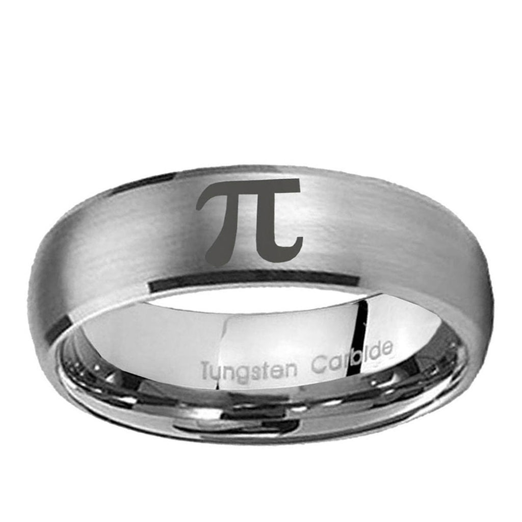5MM Math Pi Dome Brushed Gray Tungsten Men And Women Ring