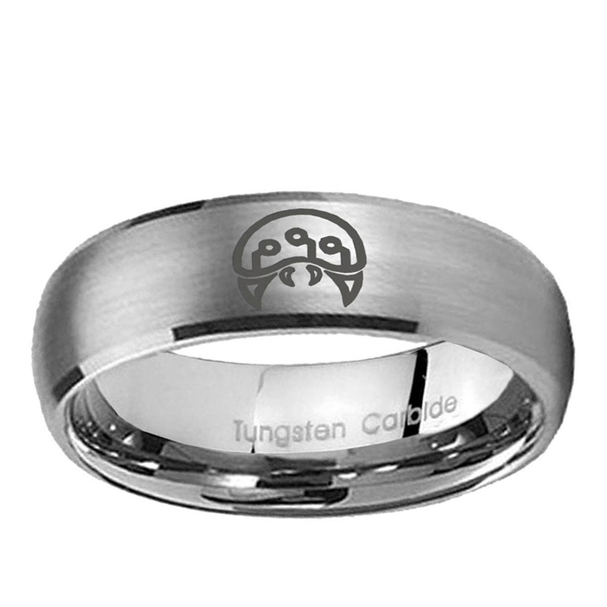 5MM Metroid Dome Brushed Gray Tungsten Personalized Ring