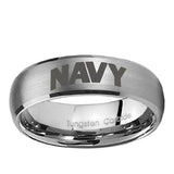 5, 8mm Navy Dome Brushed Tungsten Ring