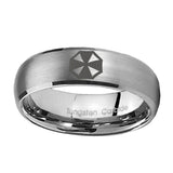 10mm-Resident-Evil-Dome-Brushed-Tungsten-Carbide-Mens-Ring-Engraved