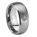 8MM Lion Dome Brushed Gray Tungsten Mens Wedding Ring