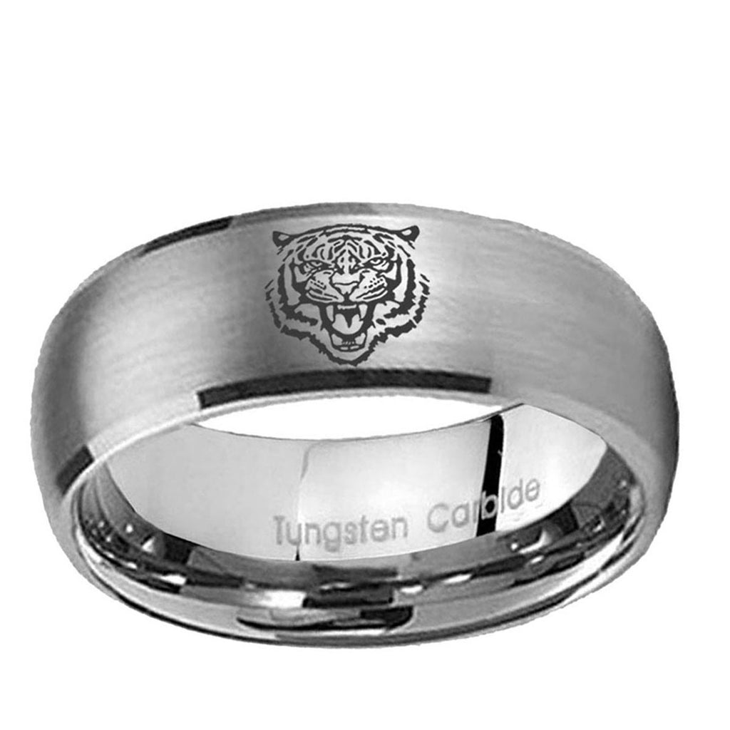 5MM Lion Dome Brushed Gray Tungsten Mens Wedding Ring