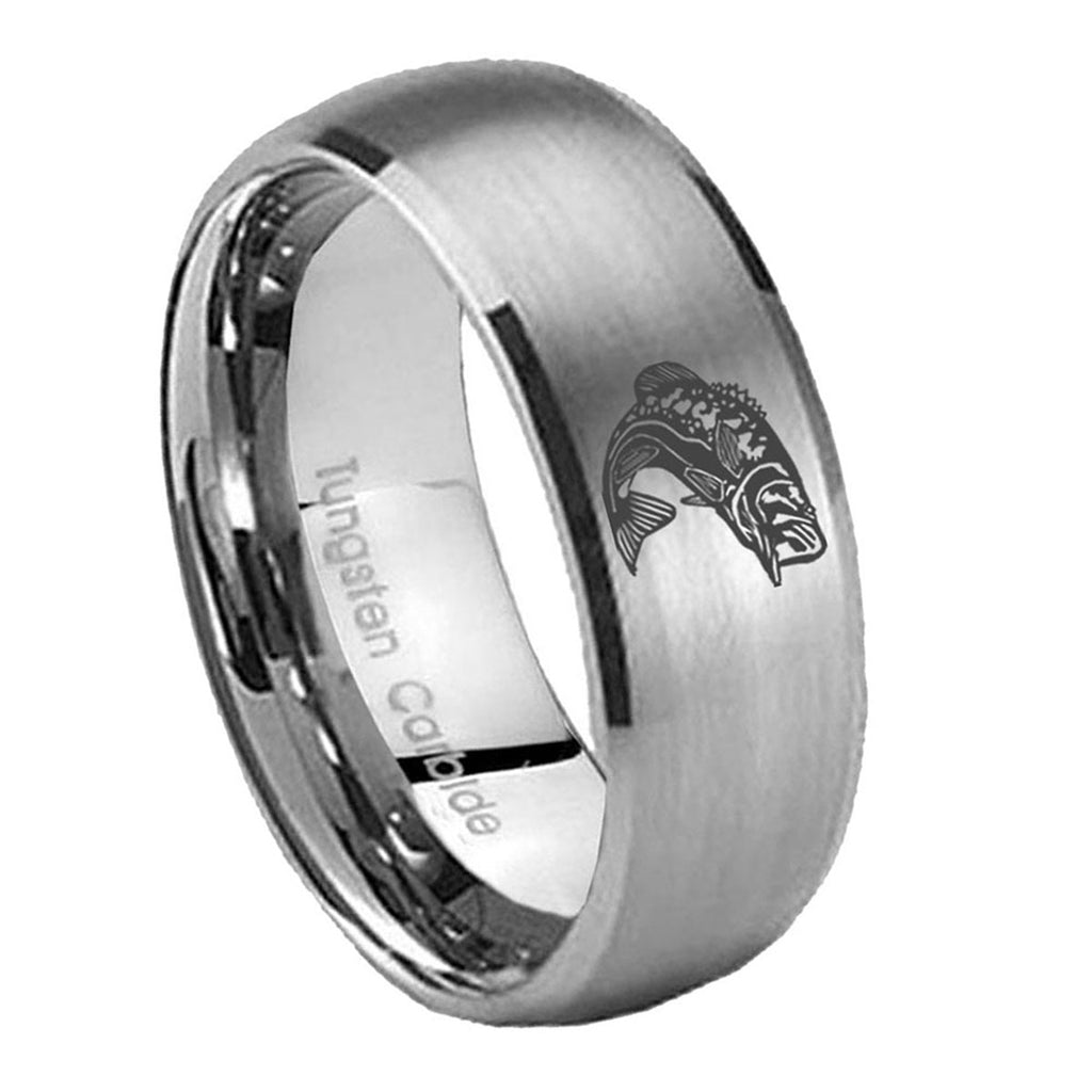 10mm Fishing Dome Tungsten Carbide Gray Engagement Ring