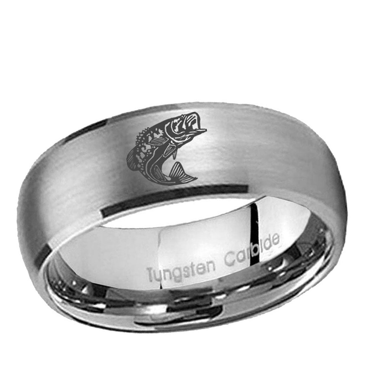 10mm Fishing Dome Tungsten Carbide Gray Engagement Ring