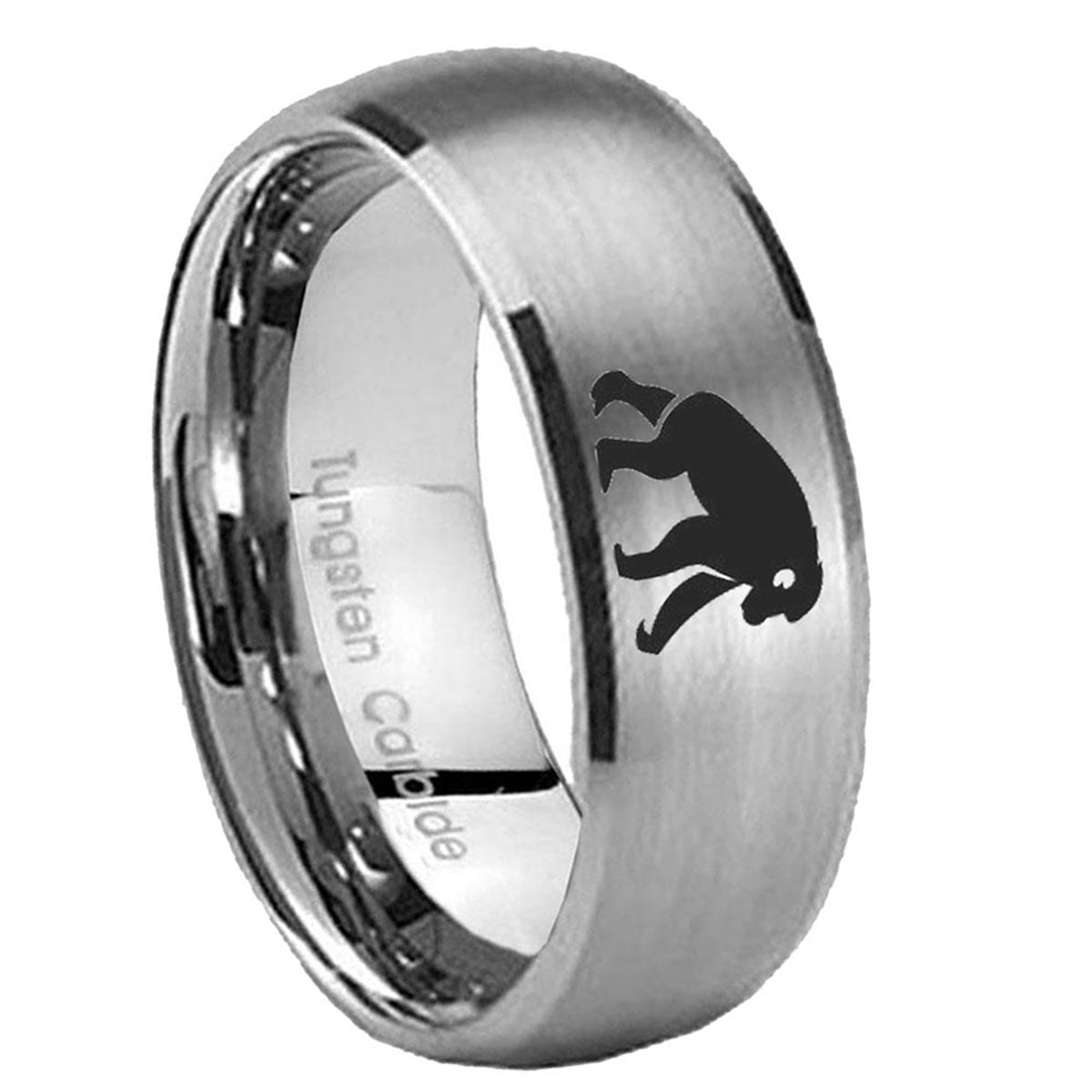 10mm Chimpanzee Dome Tungsten Carbide Gray Engagement Ring