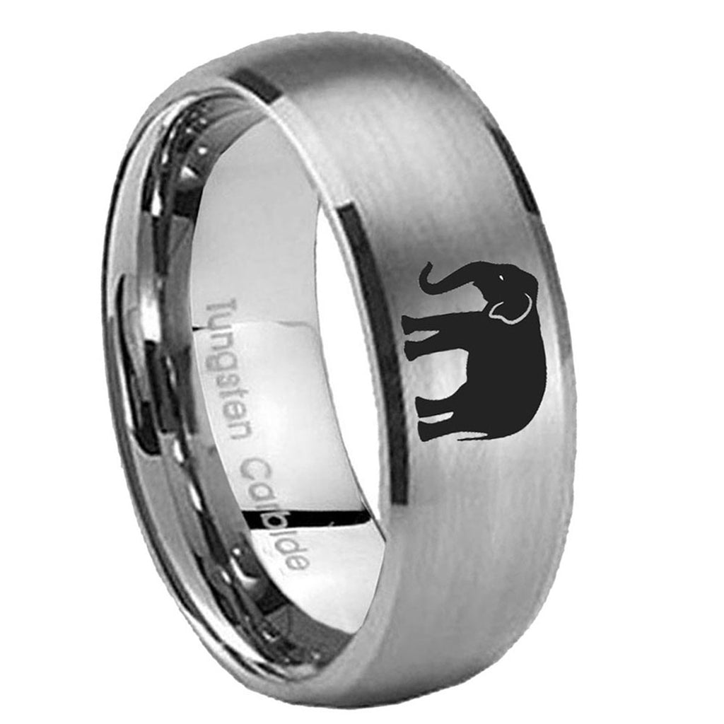 10mm Elephant Dome Tungsten Carbide Gray Engagement Ring