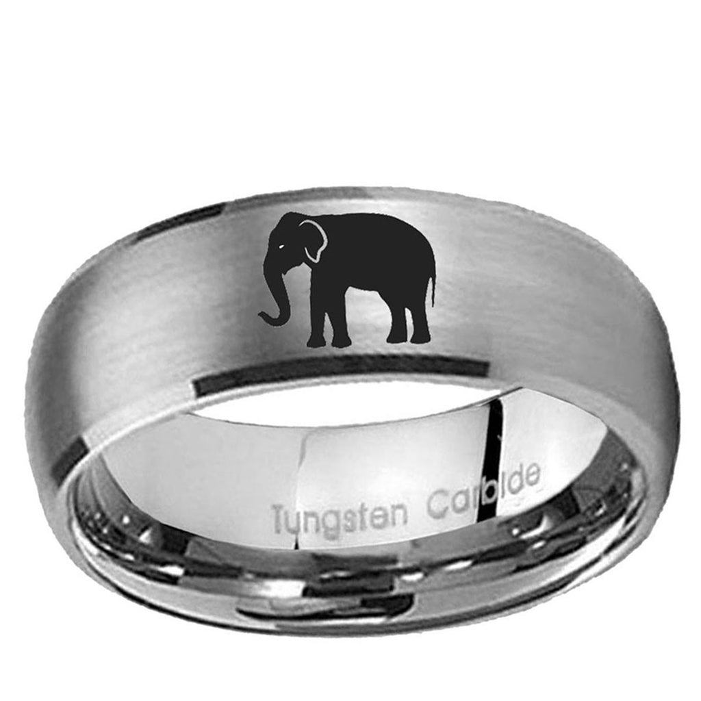 10mm Elephant Dome Tungsten Carbide Gray Engagement Ring