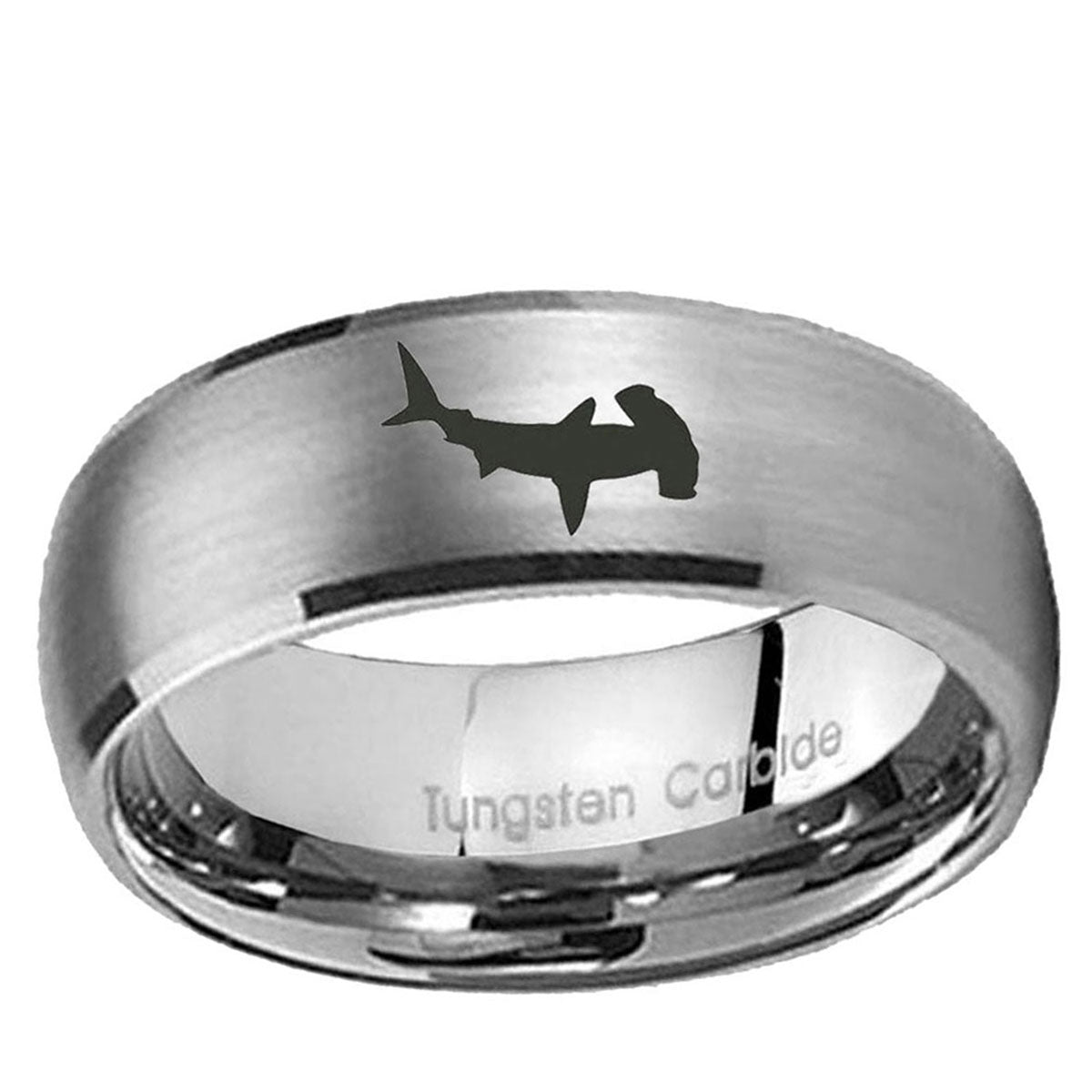 10mm Hammerhead Shark Dome Tungsten Carbide Gray Engagement Ring