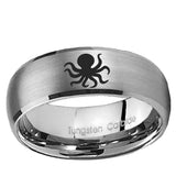 5, 8mm Octopus Dome Brushed Tungsten Ring