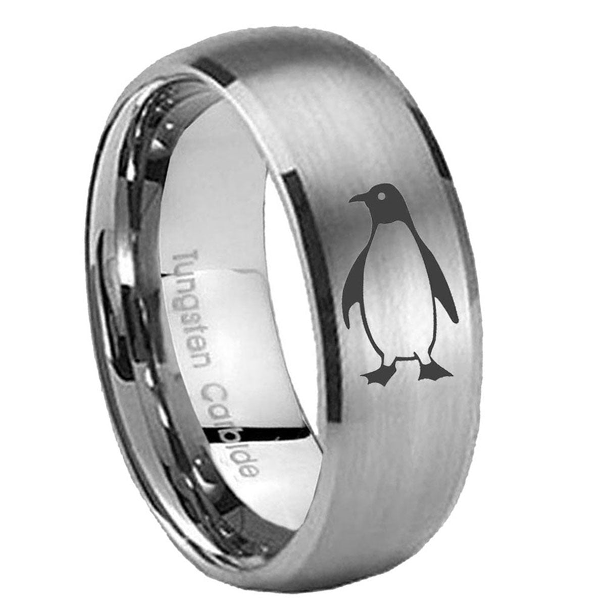 8MM Penguin Dome Brushed Gray Tungsten Male Wedding Band