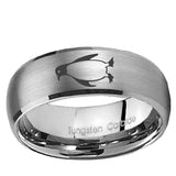 5, 8mm Penguin Dome Brushed Tungsten Ring