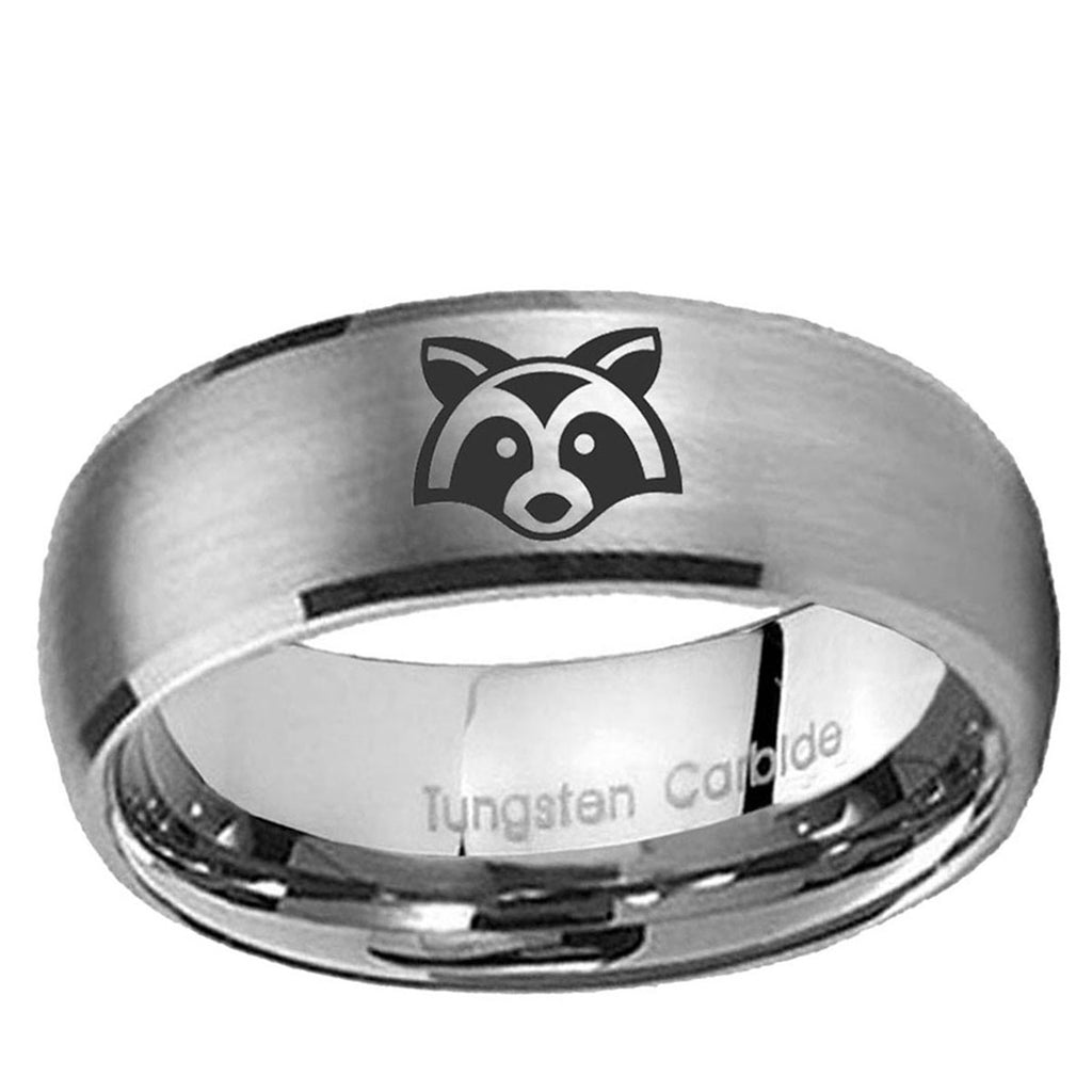 5MM Raccoon Dome Brushed Gray Tungsten Wedding Band Men
