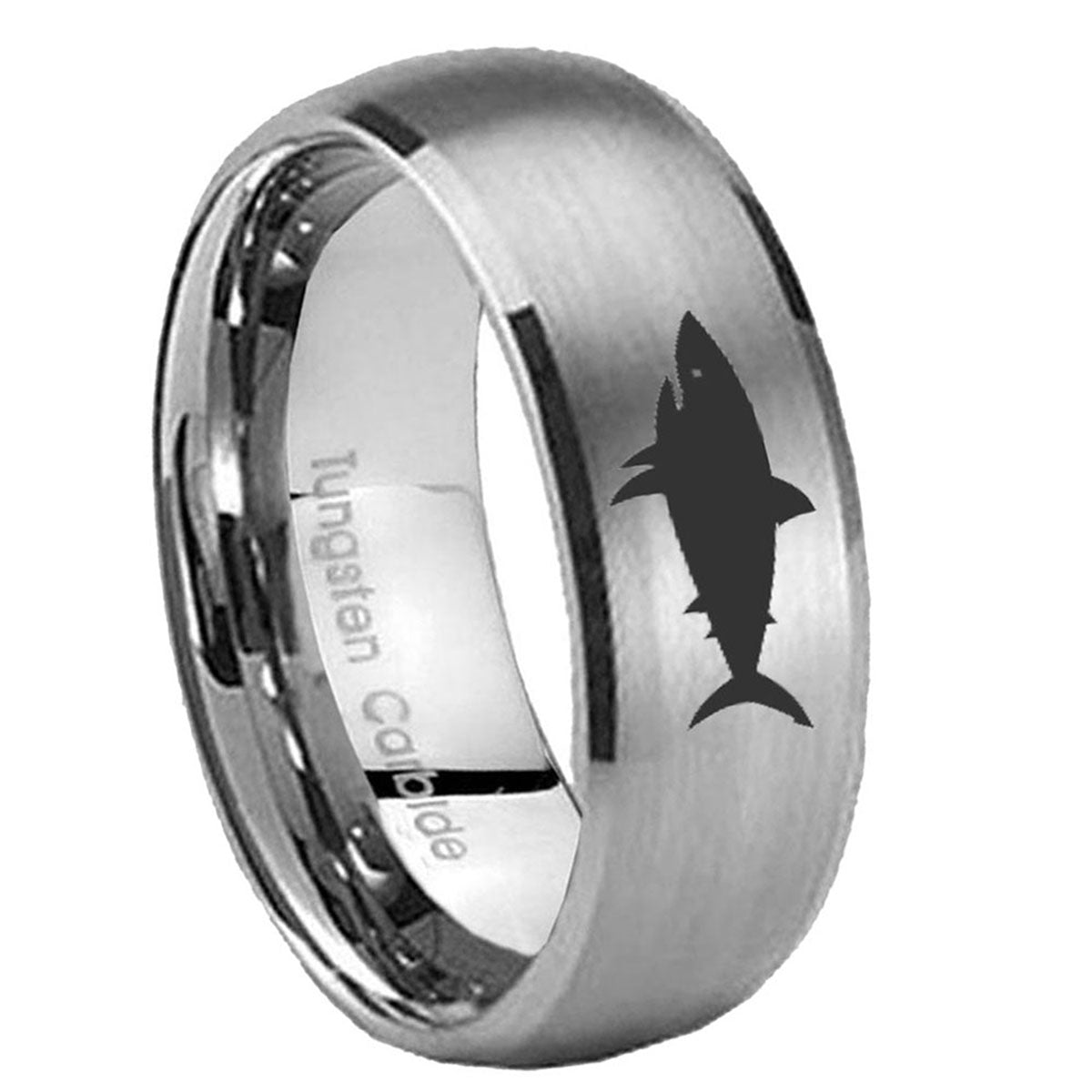 10mm Shark Dome Tungsten Carbide Gray Engagement Ring