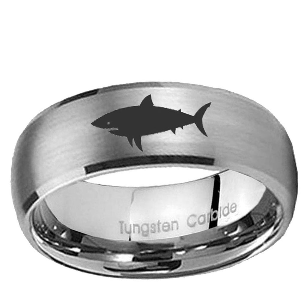 5MM Shark Dome Brushed Gray Tungsten Wedding Rings