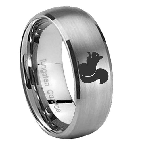 10mm Squirrel Dome Tungsten Carbide Gray Engagement Ring
