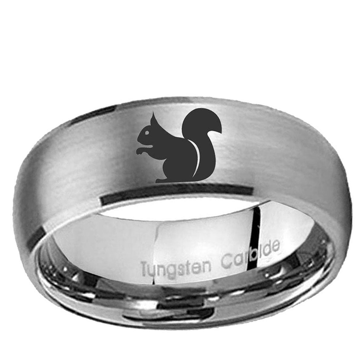5MM Squirrel Dome Brushed Gray Tungsten Engravable Ring