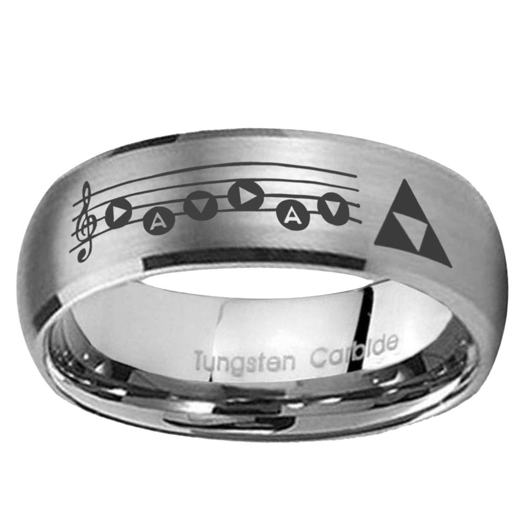 5MM Ocarina Songs Zelda Dome Brushed Gray Tungsten Wedding Band