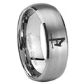 8MM Lineman Symbol Dome Brushed Gray Tungsten Wedding Band