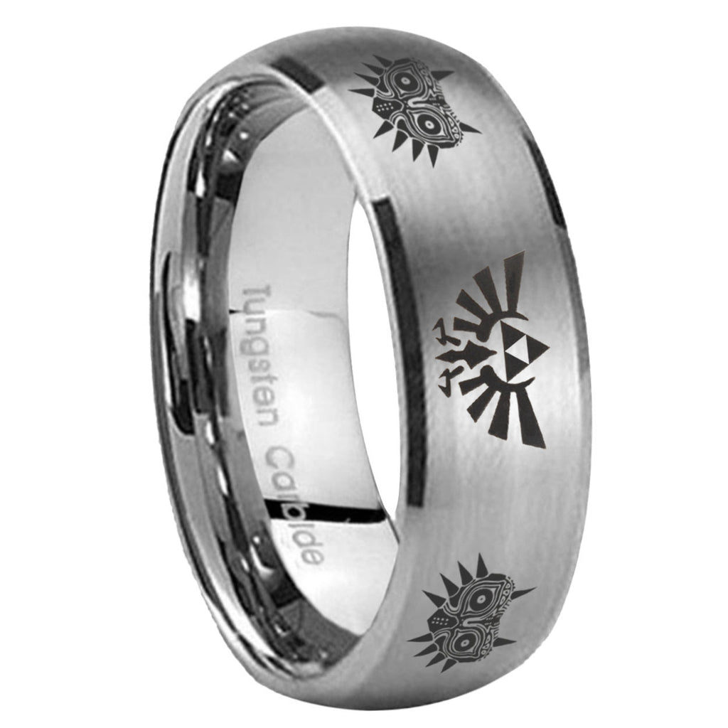 8MM Zelda Majora's Mask Dome Brushed Gray Tungsten Wedding Band