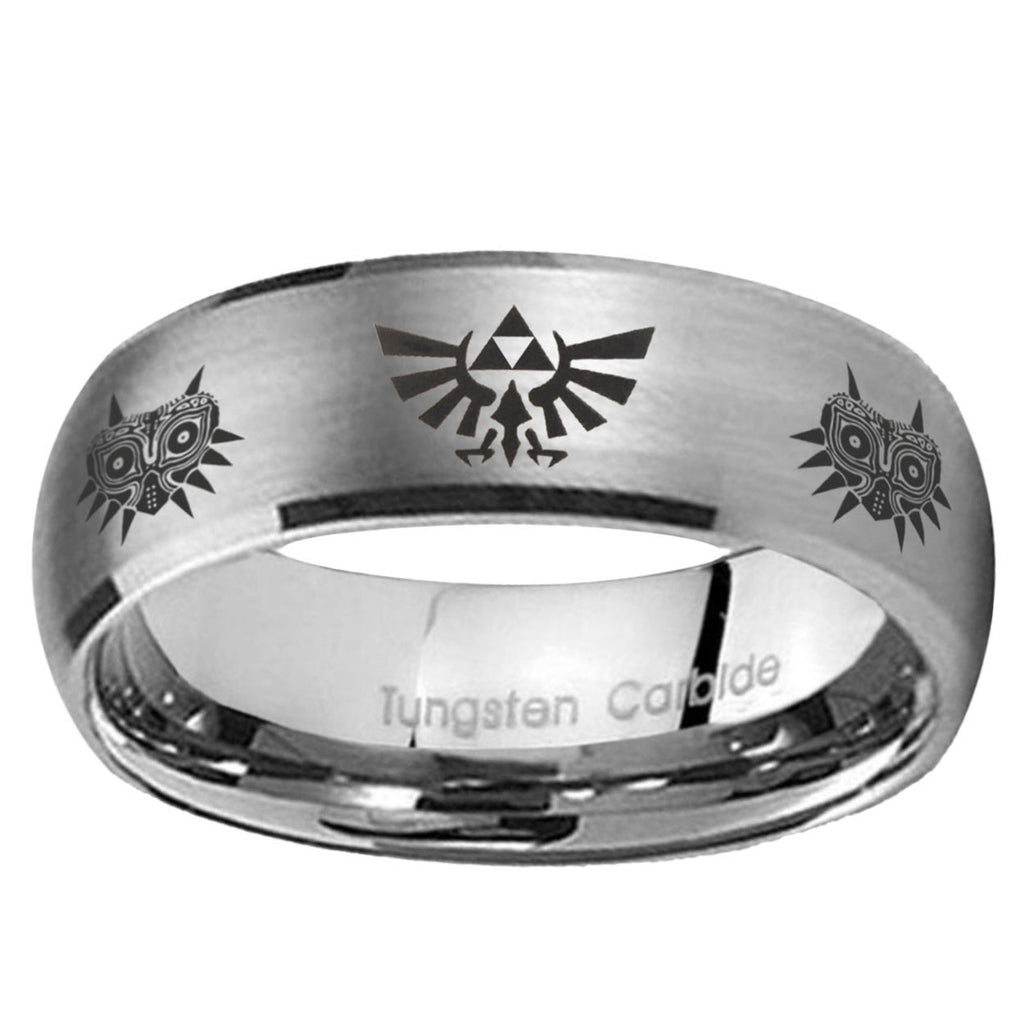 5MM Zelda Majora's Mask Dome Brushed Gray Tungsten Wedding Band