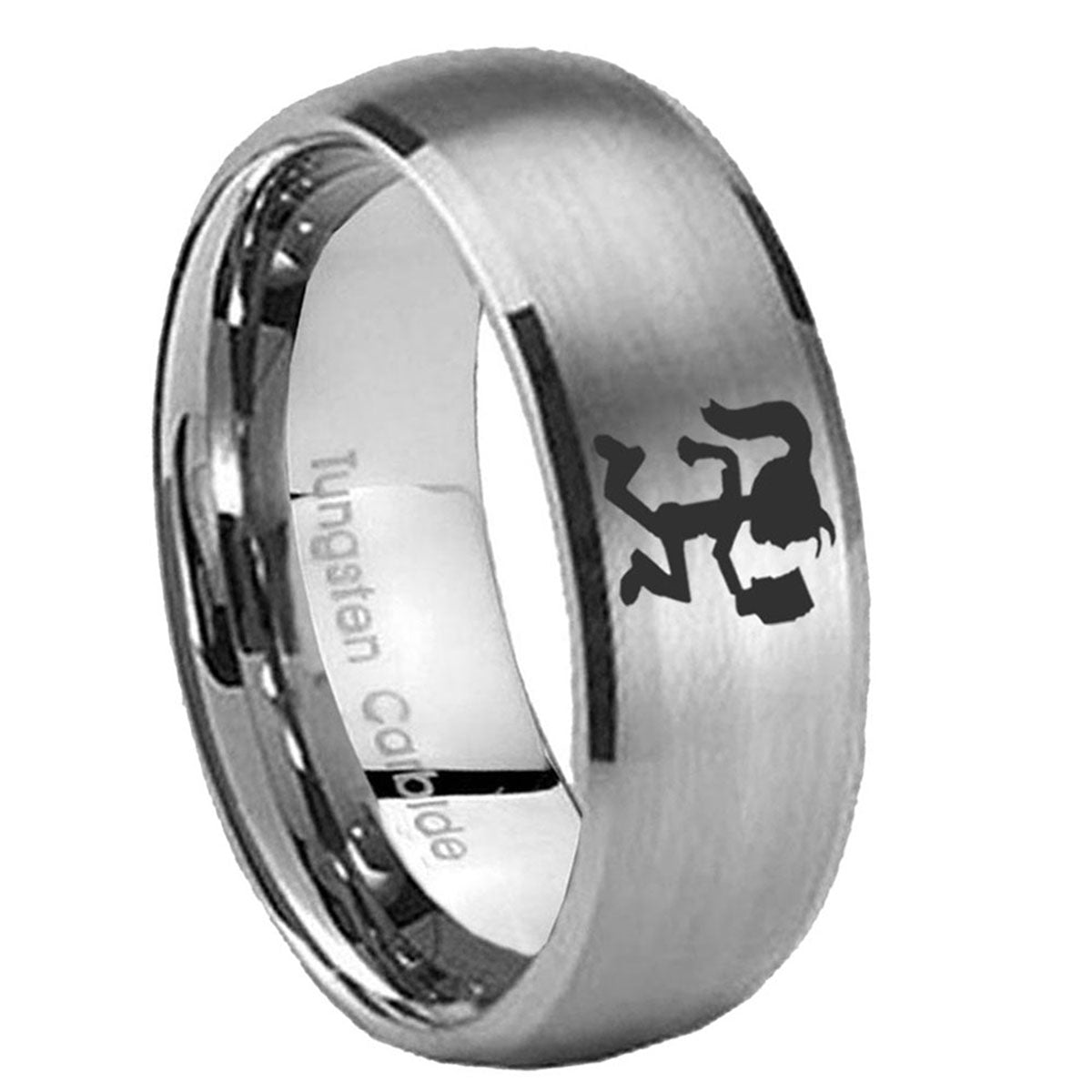 10mm Hatchet Woman Dome Tungsten Carbide Gray Engagement Ring