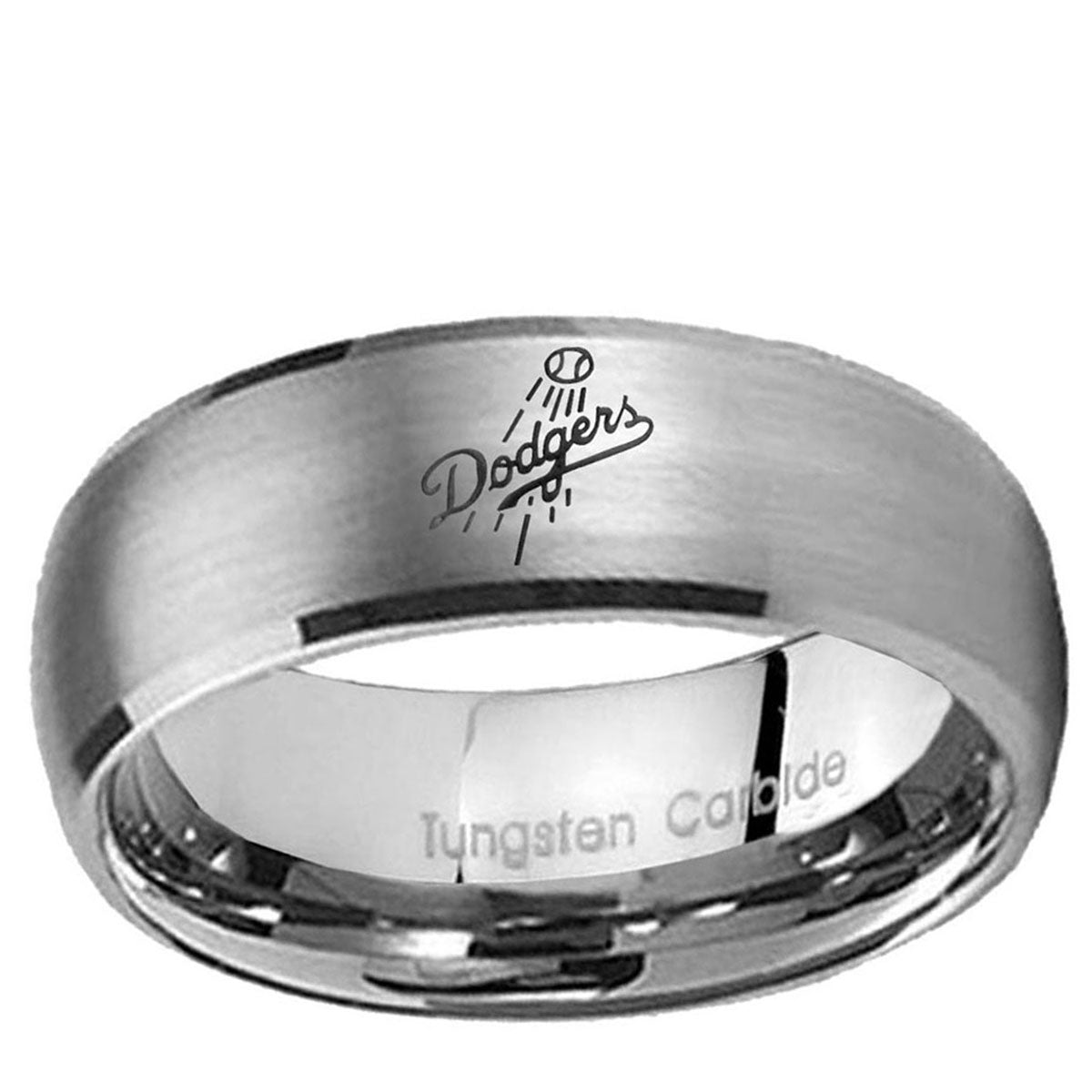 5MM LA Dogers MLB Baseball Dome  Brushed Gray Tungsten Ring